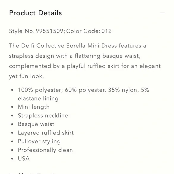 Delfi Collective Sorella Strapless Basque-Waist Ruffle-Hem Mini Dress - Picture 8 of 8